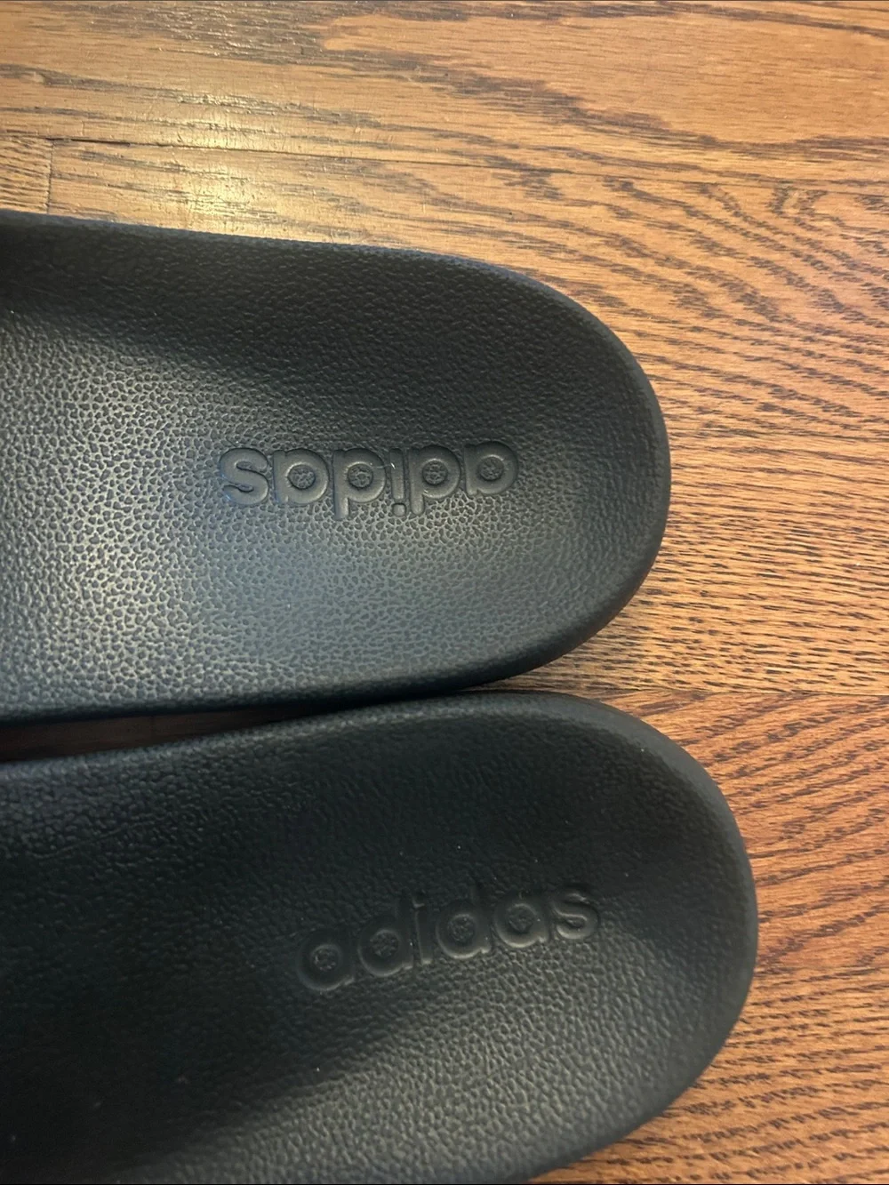 adidas Black Slides with White Stripes